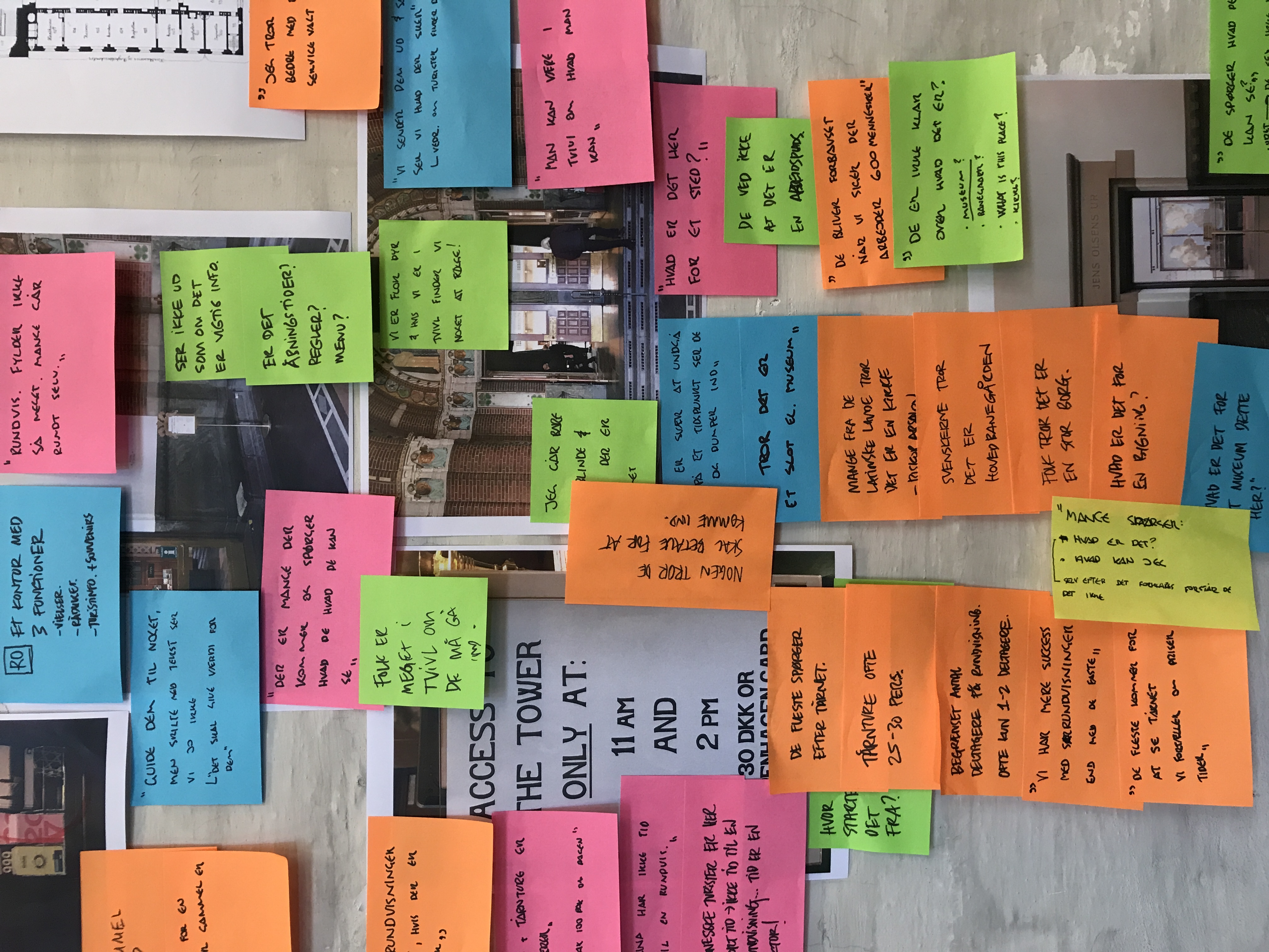 Close-up of our findings wall