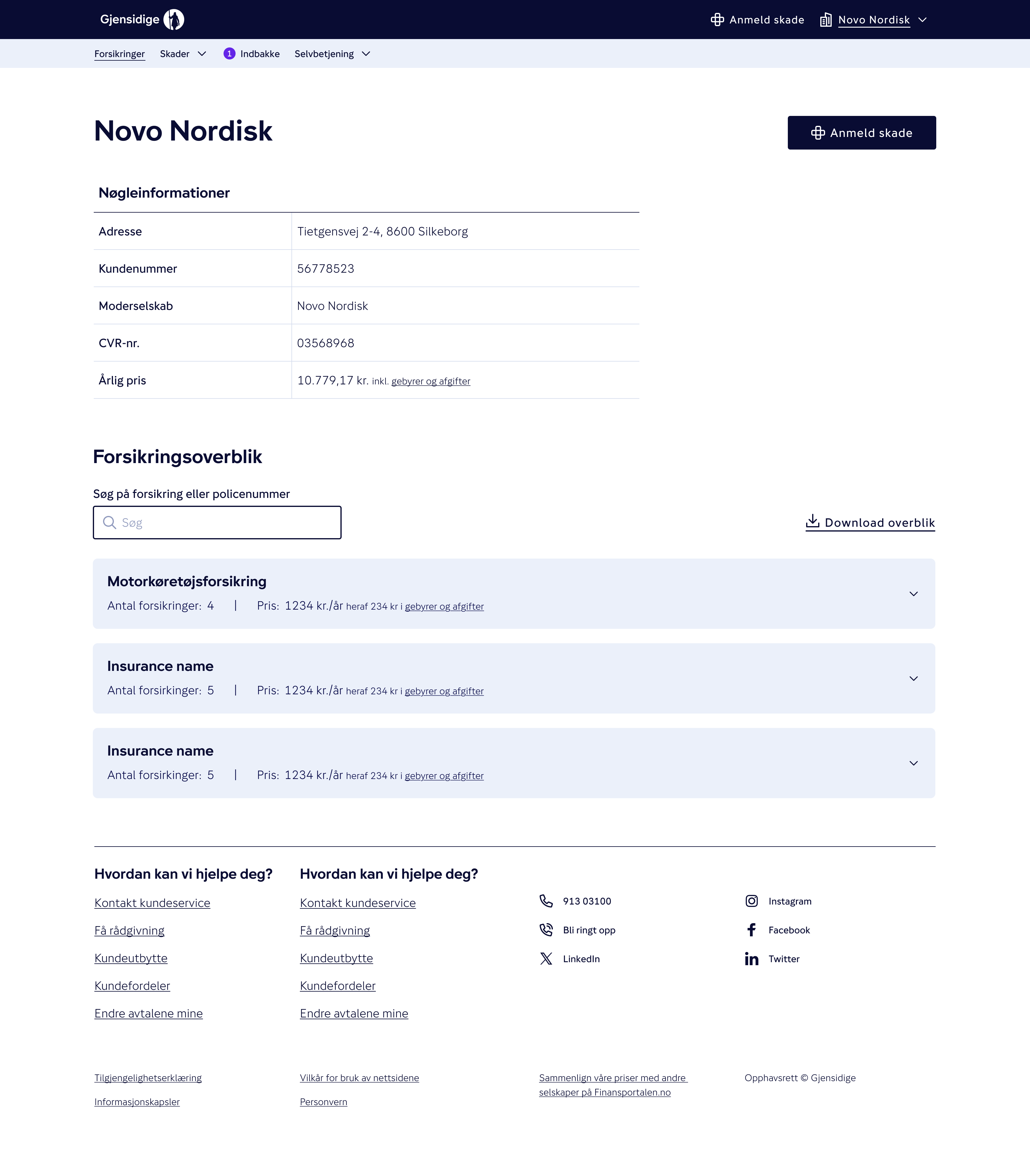 Gjensidige Forsikring Platform Overview